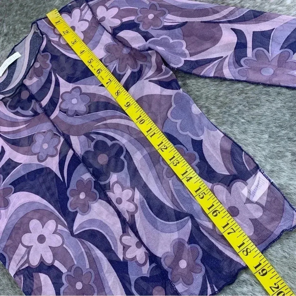 Full Tilt Printed Floral Y2K Mesh Top - Picture 11 of 11